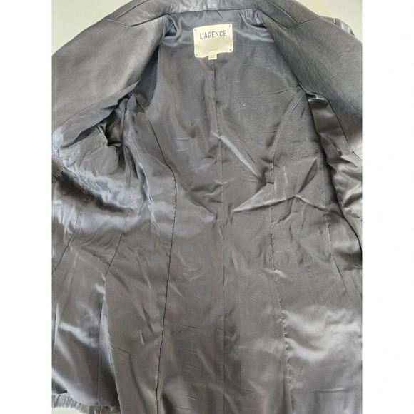 NWD L'Agence Kenzie Double Breasted Leather Blazer Size 2 Black - Picture 13 of 14